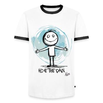 Hide the pain - Men's Ringer Shirt - white/black - Front - AI Model Female 172 light (172cm) & AI Model Male 178 dark (178cm)