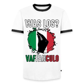 Italien Italiener Vaffanculo - Männer Kontrast-T-Shirt - Weiß/Schwarz - Vorne - AI Model Female 172 light (172cm) & AI Model Male 178 dark (178cm)