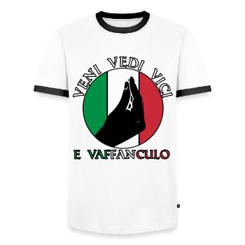 Italie Vaffanculo italien - T-shirt contrasté Homme - blanc/noir - Devant - AI Model Female 172 light (172cm) & AI Model Male 178 dark (178cm)