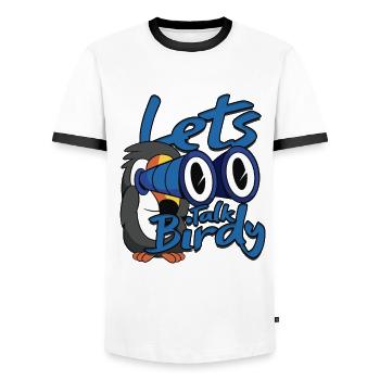 Ornithologue ornithologique Parlons ornithologie - T-shirt contrasté Homme - blanc/noir - Devant - AI Model Female 172 light (172cm) & AI Model Male 178 dark (178cm)