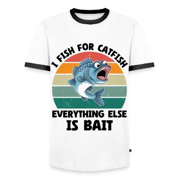 I Fish For Catfish Everything Else Is Bait - Männer Kontrast-T-Shirt - Weiß/Schwarz - Vorne - AI Model Female 172 light (172cm) & AI Model Male 178 dark (178cm)