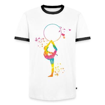 Gymnastics Hoops Rhythmic Gymnastics - Men's Ringer Shirt - white/black - Front - AI Model Female 172 light (172cm) & AI Model Male 178 dark (178cm)