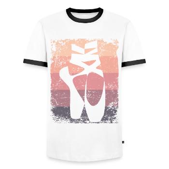 Ballet Shoes Vintage Woman Ballerina - Men's Ringer Shirt - white/black - Front - AI Model Female 172 light (172cm) & AI Model Male 178 dark (178cm)