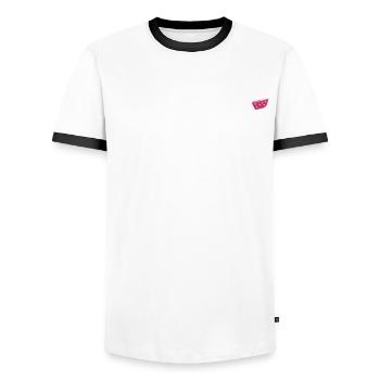 Vino Verre à vin Vin Buveur de vin Rouge - T-shirt contrasté Homme - blanc/noir - Devant - AI Model Female 172 light (172cm) & AI Model Male 178 dark (178cm)
