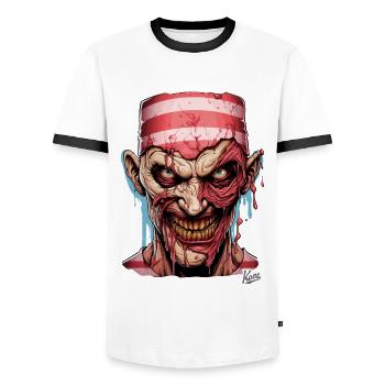 Portrait d’un gars très effrayant - T-shirt contrasté Homme - blanc/noir - Devant - AI Model Female 172 light (172cm) & AI Model Male 178 dark (178cm)