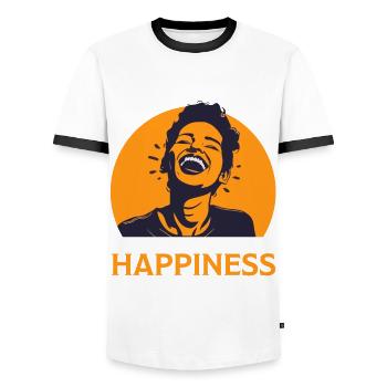 Ich leide unter chronischem Glück Lustige Frau Lachen - Männer Kontrast-T-Shirt - Weiß/Schwarz - Vorne - AI Model Female 172 light (172cm) & AI Model Male 178 dark (178cm)