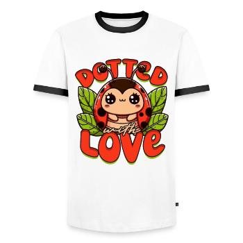 Coccinelle Entomologiste parsemée d’amour - T-shirt contrasté Homme - blanc/noir - Devant - AI Model Female 172 light (172cm) & AI Model Male 178 dark (178cm)