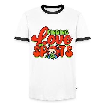 Coccinelle, Entomologie, Trouver l’amour par endroits - T-shirt contrasté Homme - blanc/noir - Devant - AI Model Female 172 light (172cm) & AI Model Male 178 dark (178cm)