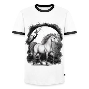 Unicorn Unicorns Fairy Tale Horse Horses Forest - Men's Ringer Shirt - white/black - Front - AI Model Female 172 light (172cm) & AI Model Male 178 dark (178cm)