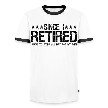 Pension Pensionier Retirement - Men's Ringer Shirt - white/black - Front - AI Model Female 172 light (172cm) & AI Model Male 178 dark (178cm)