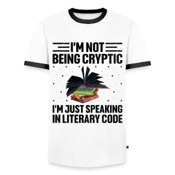 Literature Teacher School Teacher Funny Teachers S - Men's Ringer Shirt - white/black - Front - AI Model Female 172 light (172cm) & AI Model Male 178 dark (178cm)