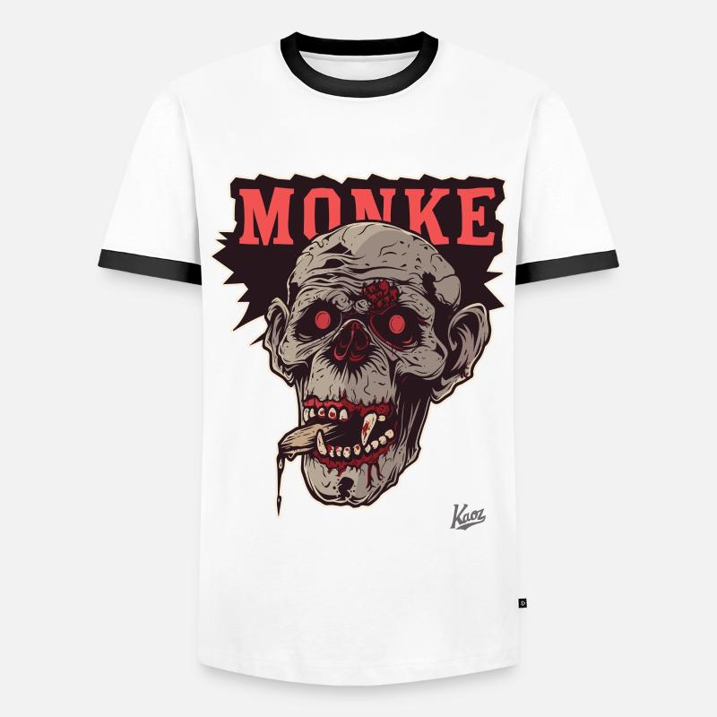 Zombie Monkey - Men's Ringer Shirt - white/black