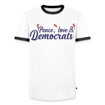 Élections démocratiques Démocratie Démocrate - T-shirt contrasté Homme - blanc/noir - Devant - AI Model Female 172 light (172cm) & AI Model Male 178 dark (178cm)