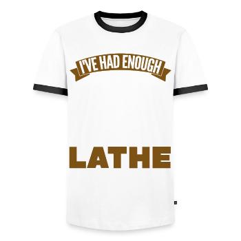 Turner Wood Workshop Lathe Woodturning - Men's Ringer Shirt - white/black - Front - AI Model Female 172 light (172cm) & AI Model Male 178 dark (178cm)