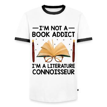 Literature Teacher School Teacher Funny Teachers S - Men's Ringer Shirt - white/black - Front - AI Model Female 172 light (172cm) & AI Model Male 178 dark (178cm)