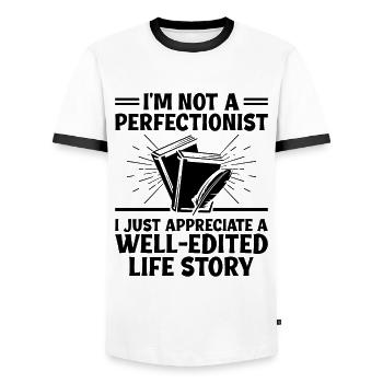 Literature Teacher School Teacher Funny Teachers S - Men's Ringer Shirt - white/black - Front - AI Model Female 172 light (172cm) & AI Model Male 178 dark (178cm)