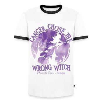 pancreas, crab, witch, purple, pancreas - Men's Ringer Shirt - white/black - Front - AI Model Female 172 light (172cm) & AI Model Male 178 dark (178cm)