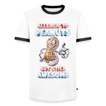 Peanut Allergy Allerigic To Peanuts - Men's Ringer Shirt - white/black - Front - AI Model Female 172 light (172cm) & AI Model Male 178 dark (178cm)