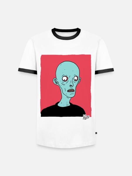 Contemporary Cartoon Zombie Nosferatu - Men's Ringer Shirt - white/black