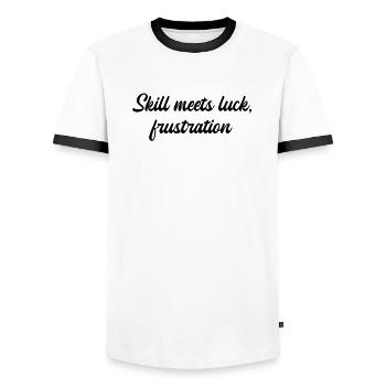 Billard - Skill meets luck, frustration - Männer Kontrast-T-Shirt - Weiß/Schwarz - Vorne - AI Model Female 172 light (172cm) & AI Model Male 178 dark (178cm)