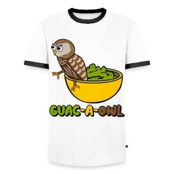 Guacamole Hibou Tortilla Chips Avocat - T-shirt contrasté Homme - blanc/noir - Devant - AI Model Female 172 light (172cm) & AI Model Male 178 dark (178cm)