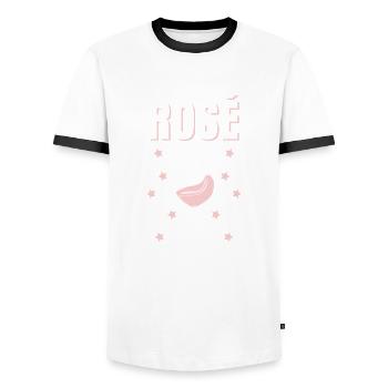 Vino Rosé Red Wine Glass - Männer Kontrast-T-Shirt - Weiß/Schwarz - Vorne - AI Model Female 172 light (172cm) & AI Model Male 178 dark (178cm)