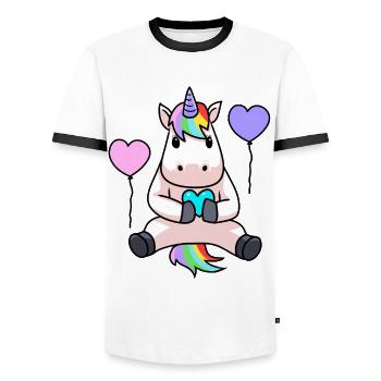 Unicorn Birthday Birthday Gift Kids - Men's Ringer Shirt - white/black - Front - AI Model Female 172 light (172cm) & AI Model Male 178 dark (178cm)