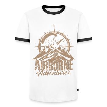 Paragliding Paraglider Gleiter Airborne Adventurer - Männer Kontrast-T-Shirt - Weiß/Schwarz - Vorne - AI Model Female 172 light (172cm) & AI Model Male 178 dark (178cm)