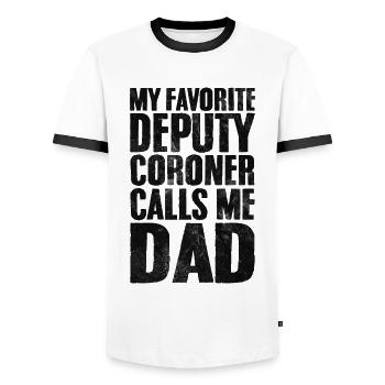 Mein Lieblings-Deputy Coroner nennt mich Papa lustig - Männer Kontrast-T-Shirt - Weiß/Schwarz - Vorne - AI Model Female 172 light (172cm) & AI Model Male 178 dark (178cm)