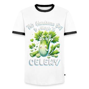Allergie au céleri Allergique au céleri - T-shirt contrasté Homme - blanc/noir - Devant - AI Model Female 172 light (172cm) & AI Model Male 178 dark (178cm)
