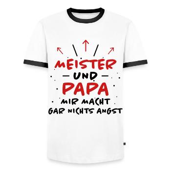 Meister Spruch Prüfung Lustiges Meister Geschenk - Männer Kontrast-T-Shirt - Weiß/Schwarz - Vorne - AI Model Female 172 light (172cm) & AI Model Male 178 dark (178cm)
