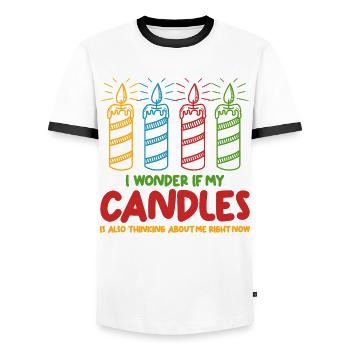 bougie cire bougie fabrication bougies colorées - T-shirt contrasté Homme - blanc/noir - Devant - AI Model Female 172 light (172cm) & AI Model Male 178 dark (178cm)
