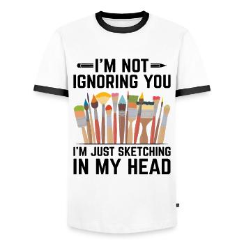 Art Teacher School Teacher Funny Art Teachers Scho - Men's Ringer Shirt - white/black - Front - AI Model Female 172 light (172cm) & AI Model Male 178 dark (178cm)