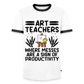 Kunstlehrer Schullehrer Lustige Kunstlehrer Scho - Männer Kontrast-T-Shirt - Weiß/Schwarz - Vorne - AI Model Female 172 light (172cm) & AI Model Male 178 dark (178cm)