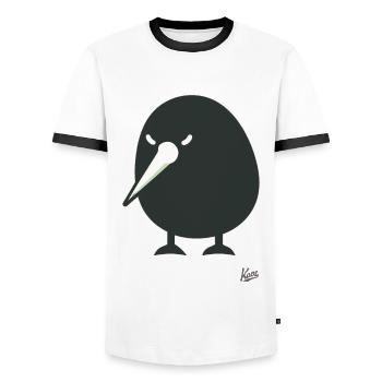 Funny Kiwi Bird - Men's Ringer Shirt - white/black - Front - AI Model Female 172 light (172cm) & AI Model Male 178 dark (178cm)