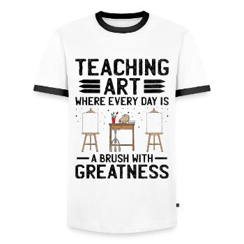 Kunstlehrer Schullehrer Lustige Kunstlehrer Scho - Männer Kontrast-T-Shirt - Weiß/Schwarz - Vorne - AI Model Female 172 light (172cm) & AI Model Male 178 dark (178cm)