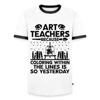 Art Teacher School Teacher Funny Art Teachers Scho - Men's Ringer Shirt - white/black - Front - AI Model Female 172 light (172cm) & AI Model Male 178 dark (178cm)