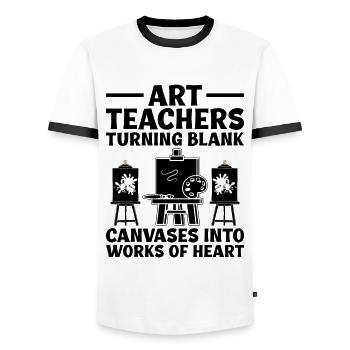 Kunstlehrer Schullehrer Lustige Kunstlehrer Scho - Männer Kontrast-T-Shirt - Weiß/Schwarz - Vorne - AI Model Female 172 light (172cm) & AI Model Male 178 dark (178cm)