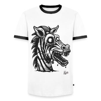 Müdes Krankes komisch lustiges Zombie Zebra - Männer Kontrast-T-Shirt - Weiß/Schwarz - Vorne - AI Model Female 172 light (172cm) & AI Model Male 178 dark (178cm)