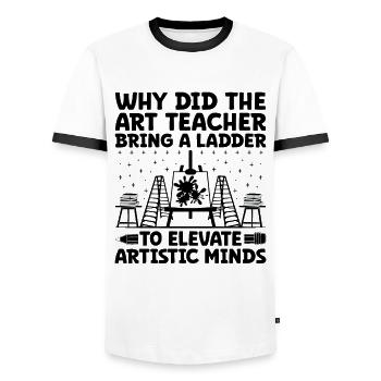 Art Teacher School Teacher Funny Art Teachers Scho - Men's Ringer Shirt - white/black - Front - AI Model Female 172 light (172cm) & AI Model Male 178 dark (178cm)