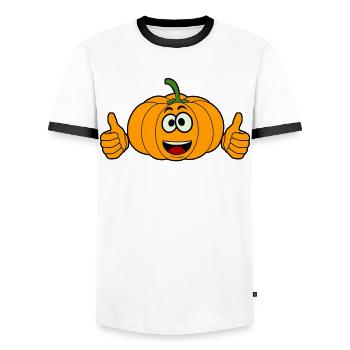 Citrouille Pouces vers le haut Citrouilles - T-shirt contrasté Homme - blanc/noir - Devant - AI Model Female 172 light (172cm) & AI Model Male 178 dark (178cm)
