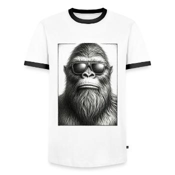Bigfoot Mugshot Portrait - Männer Kontrast-T-Shirt - Weiß/Schwarz - Vorne - AI Model Female 172 light (172cm) & AI Model Male 178 dark (178cm)