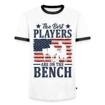 Les meilleurs joueurs Pianiste Pianiste - T-shirt contrasté Homme - blanc/noir - Devant - AI Model Female 172 light (172cm) & AI Model Male 178 dark (178cm)