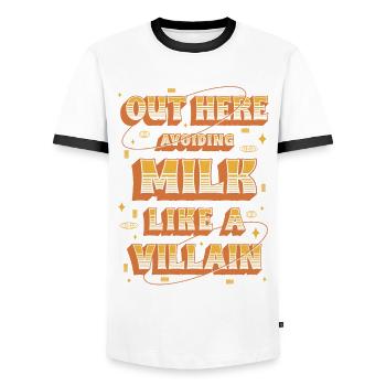 Allergie au lait ici Éviter le lait - T-shirt contrasté Homme - blanc/noir - Devant - AI Model Female 172 light (172cm) & AI Model Male 178 dark (178cm)