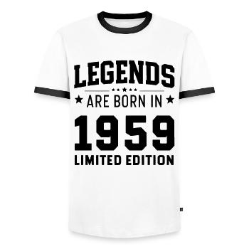 Legends Are Born In 1959 Limited Edition - Men's Ringer Shirt - white/black - Front - AI Model Female 172 light (172cm) & AI Model Male 178 dark (178cm)