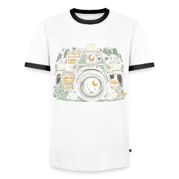 Photographer Photography Photographer Panda - Men's Ringer Shirt - white/black - Front - AI Model Female 172 light (172cm) & AI Model Male 178 dark (178cm)