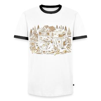 Photographer Photography Photographer - Men's Ringer Shirt - white/black - Front - AI Model Female 172 light (172cm) & AI Model Male 178 dark (178cm)