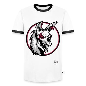 Passif Agressif Horreur Zombie Lama - T-shirt contrasté Homme - blanc/noir - Devant - AI Model Female 172 light (172cm) & AI Model Male 178 dark (178cm)