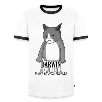 Darwinism Darwin Award Misanthrope Joke - Men's Ringer Shirt - white/black - Front - AI Model Female 172 light (172cm) & AI Model Male 178 dark (178cm)