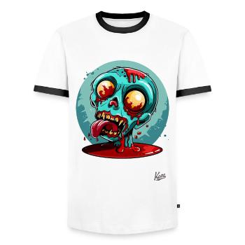 Visage de ketchup zombie paresseux - T-shirt contrasté Homme - blanc/noir - Devant - AI Model Female 172 light (172cm) & AI Model Male 178 dark (178cm)